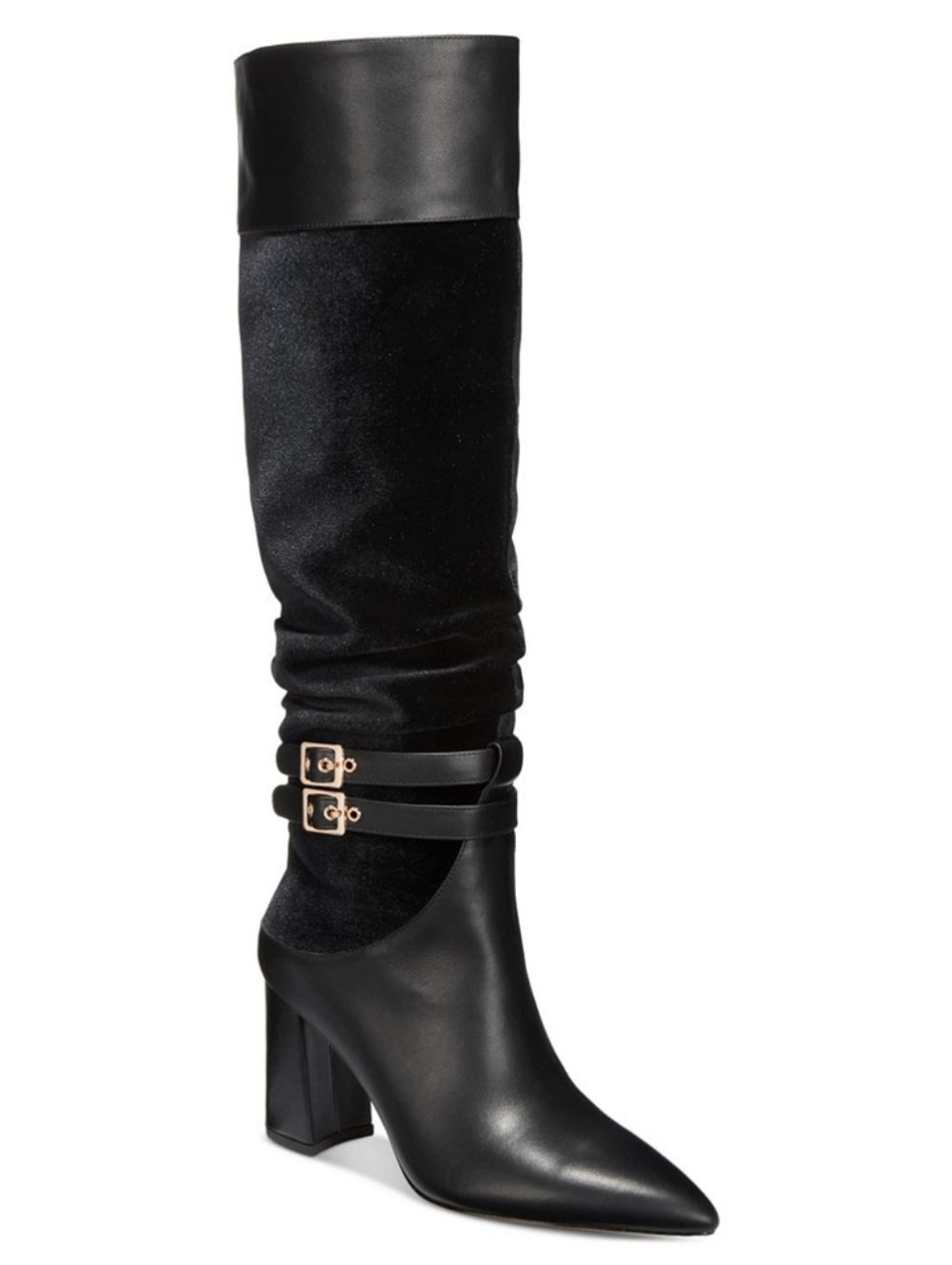 Things II Come NEW Black Knee-High Pointed Toe Block Heel Boots